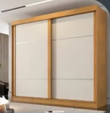 Ver imagem 1 de Guarda Roupa Casal 2 Portas de Correr 6 Gavetas 240cm Trancoso Cinamomo/Off White - Valverde