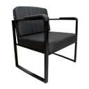 Ver imagem 3 de Poltrona Decorativa Recepção Salão Clínica Base de Ferro Corino Preto