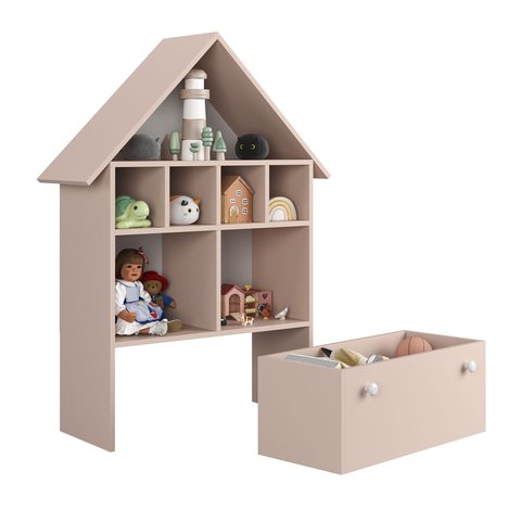 Casinha Organizadora de Brinquedos Infantil 100% Mdf Plancasa Sal Rosa