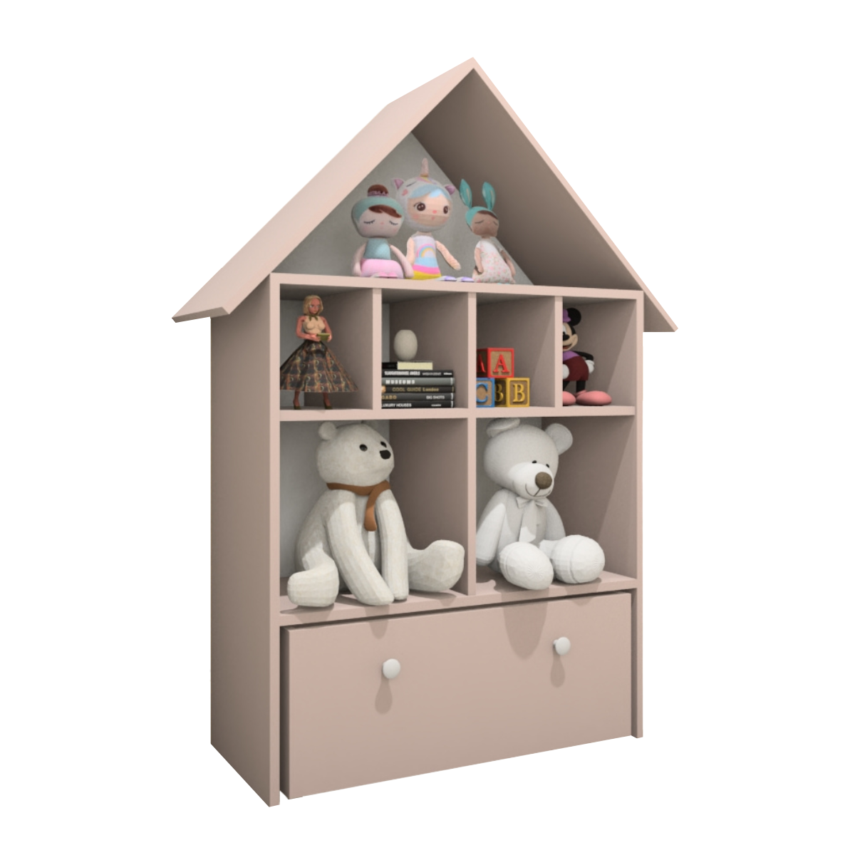 Casinha Organizadora de Brinquedos Infantil 100% Mdf Plancasa Sal Rosa - 9