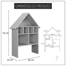Casinha Organizadora de Brinquedos Infantil 100% Mdf Plancasa Sal Rosa - 7