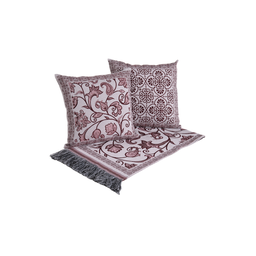 Kit 5 Peças Peseira Casal Padrão e Queen com Almofadas Cheias Dupla Face Grécia Jacquard Cor Vinho - 6