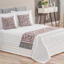 Ver imagem 2 de Kit 5 Peças Peseira Casal Padrão e Queen com Almofadas Cheias Dupla Face Grécia Jacquard Cor Vinho