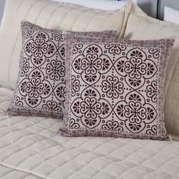 Kit 5 Peças Peseira Casal Padrão e Queen com Almofadas Cheias Dupla Face Grécia Jacquard Cor Vinho - 4