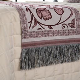 Kit 5 Peças Peseira Casal Padrão e Queen com Almofadas Cheias Dupla Face Grécia Jacquard Cor Vinho - 3