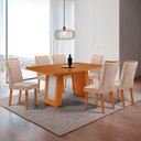 Ver imagem 1 de Mesa de Jantar Carolina 180cm Tampo MDF Laminado Detalhe Base Off White Canto Copo com 4 Cadeiras Li