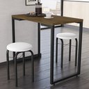 Ver imagem 1 de Conjunto Mesa de Cozinha Prattica Industrial 90cm com 2 Banquetas F02 Castanho/Branco - Mpozenato