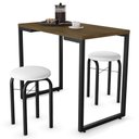 Ver imagem 3 de Conjunto Mesa de Cozinha Prattica Industrial 90cm com 2 Banquetas F02 Castanho/Branco - Mpozenato