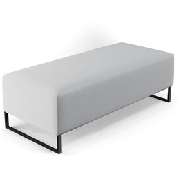 Puff Decorativo Sala de Estar Bali W01 Pés Base Ferro 120x50 cm Linho Cinza - Lyam Decor - 6