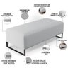 Puff Decorativo Sala de Estar Bali W01 Pés Base Ferro 120x50 cm Linho Cinza - Lyam Decor - 3