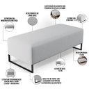 Ver imagem 3 de Puff Decorativo Sala de Estar Bali W01 Pés Base Ferro 120x50 cm Linho Cinza - Lyam Decor
