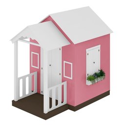 Casinha de Brinquedo Mdf com Varanda Artesanal Branco/rosa L12 - Gran Belo Casinha Infantil - 2