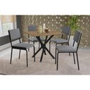 Ver imagem 1 de Sala de Jantar Completa Volga C/ Tampo de Madeira 90cm e 4 Cadeiras Zaria Preto/nogueira - Suede