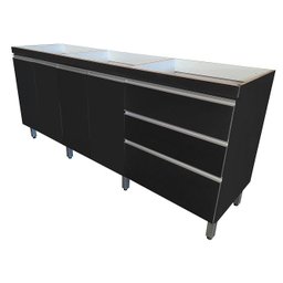 Gabinete Para Pia 2 Metros 100% Mdf Puxador Alumínio Oferta - Preto - 1