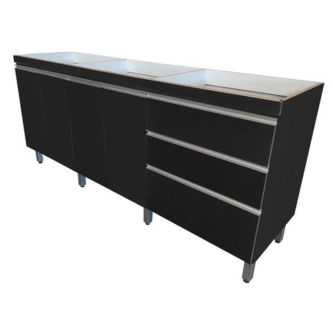 Gabinete Para Pia 2 Metros 100% Mdf Puxador Alumínio Oferta - Preto