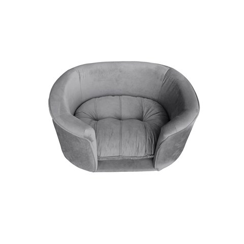 Sofá Cama Pet para Cachorro e Gato Veludo Cinza 80x60 Bz Home Decor