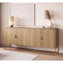 Ver imagem 1 de Balcão Buffet Orgânico 180cm 4 Portas Pé Metal Luna Móvel na Caixa