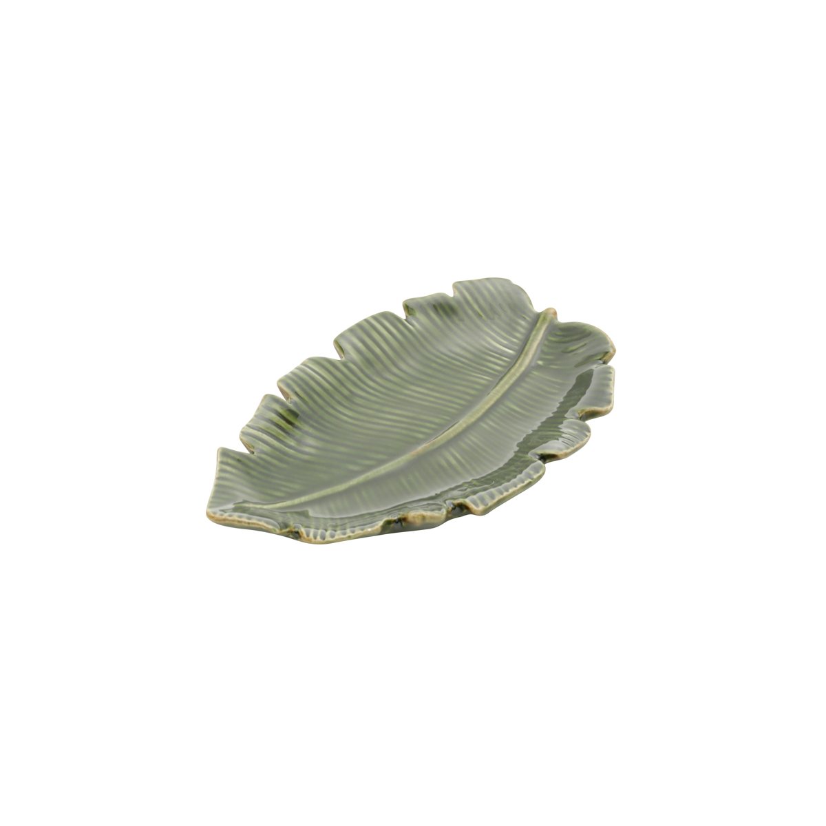 Folha Decorativa de Cerâmica Ravenala Verde 16x10cm Lyor - 1