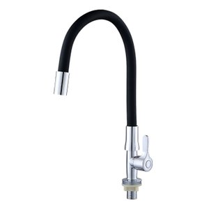 Kit 2 Torneiras Tubo Flexível de Bancada Preta 360° 1/4 de Volta com Acionamento Suave Preto