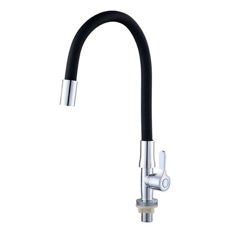 Kit 2 Torneiras Tubo Flexível de Bancada Preta 360° 1/4 de Volta com Acionamento Suave Preto