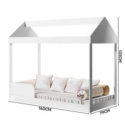 Cama Infantojuvenil de Chão Casinha com Colchão Branca Dakota Gabrielli - 4
