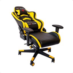 Cadeira Gamer Regulável Ergonômica Confortável Premium - Amarelo - 4