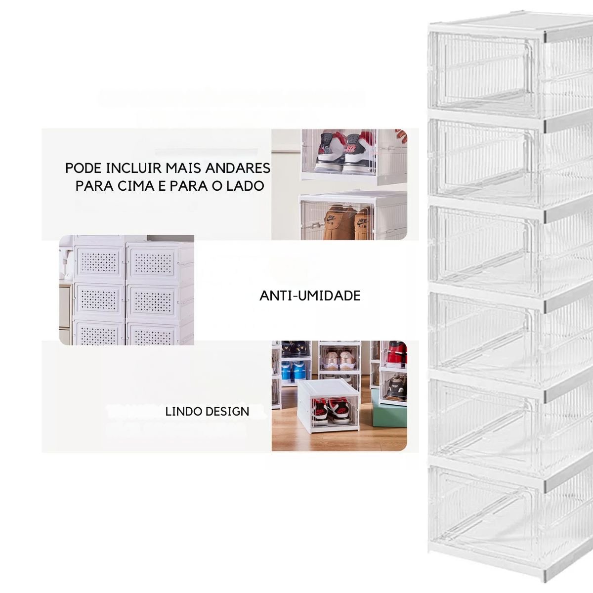 2 Sapateira Vertical Organizadora Dobrável Modular 6 Andares - 4