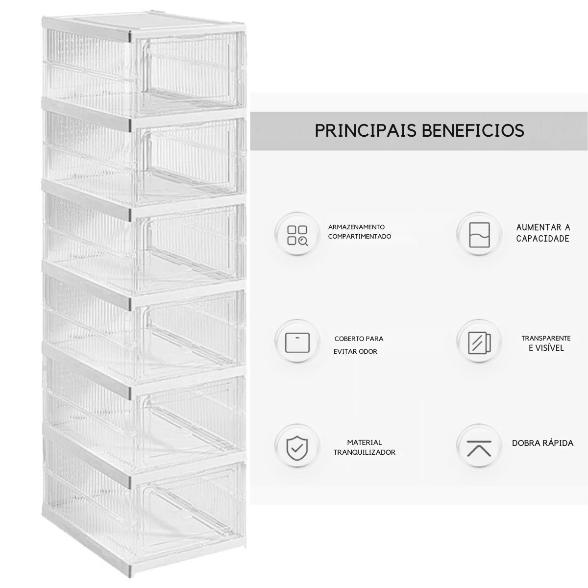 2 Sapateira Vertical Organizadora Dobrável Modular 6 Andares - 3