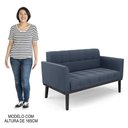 Ver imagem 6 de Sofá Namoradeira e 2 Poltronas Base Madeira Preto Ana Suede Azul Marinho - Ibiza