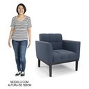 Ver imagem 7 de Sofá Namoradeira e 2 Poltronas Base Madeira Preto Ana Suede Azul Marinho - Ibiza