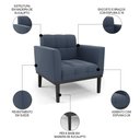 Ver imagem 5 de Sofá Namoradeira e 2 Poltronas Base Madeira Preto Ana Suede Azul Marinho - Ibiza