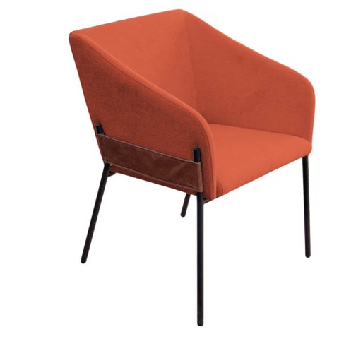 Poltrona Decorativa Jobim Pés de Ferro Preta Bouclé Terracota - Montanaris Decor Md Montanaris Decor