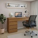 Ver imagem 1 de Conjunto 2 Peças com Escrivaninha 100% MDF Berlim e Cadeira Escritório Diretor Giratória Yescasa Marrom/Preto