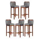 Ver imagem 1 de Kit 5 Banquetas Alta para Bancada Gourmet 38x102 Cm Líbia Madeira Maciça Suede Cinza CCS