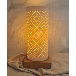 Luminária de Mesa Abajur em Pvc e Madeira - 1