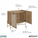 Ver imagem 5 de Balcão Bar Oslo 2 Portas Hanover ou Nero Base Metal Dourada - Artesano
