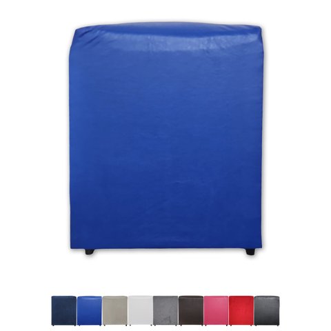 Puff Banqueta Quadrado Cubo Decorativo Courino e Suede Azul Royal Courino