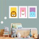 Ver imagem 2 de Kit 3 Quadros Grandes Quarto Infantil Filhotes 60x48cm:moldura Branca