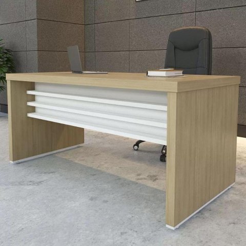 Escrivaninha Mesa para Home Office Escritório e Recepção 160 Cm Tamburato Artany Carvalho/branco