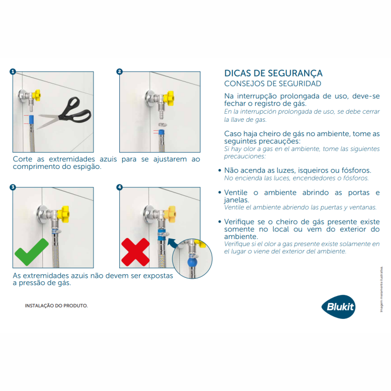 Ligação Flexível para Gás Blukit em Aço Inoxidável - 4