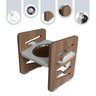Comedouro Cães e Gatos Elevado Mdf Pet Zig Zag Regulagem Altura - Inox - 2