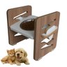 Comedouro Cães e Gatos Elevado Mdf Pet Zig Zag Regulagem Altura - Inox - 1