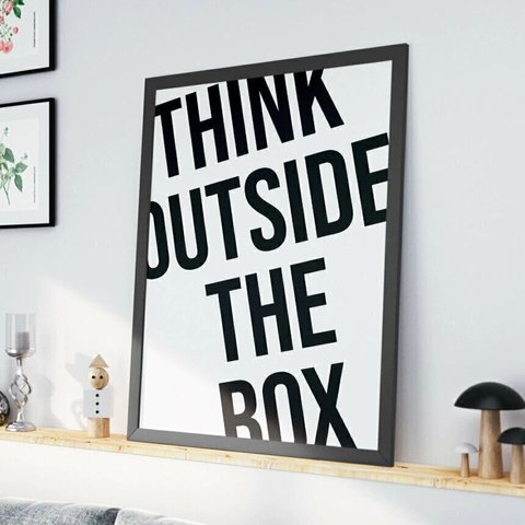 Quadro Think Outside The Box 24x18cm - com Vidro:moldura Preta
