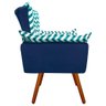Poltrona Verde Turquesa e Suede Azul Marinho Pés Castanho - 4
