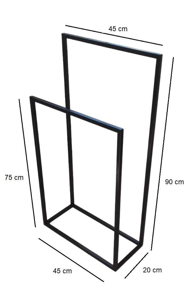 Acessórios Banheiro Porta Toalhas Piso Duplo Ferro Metal Estilo Industrial - 4