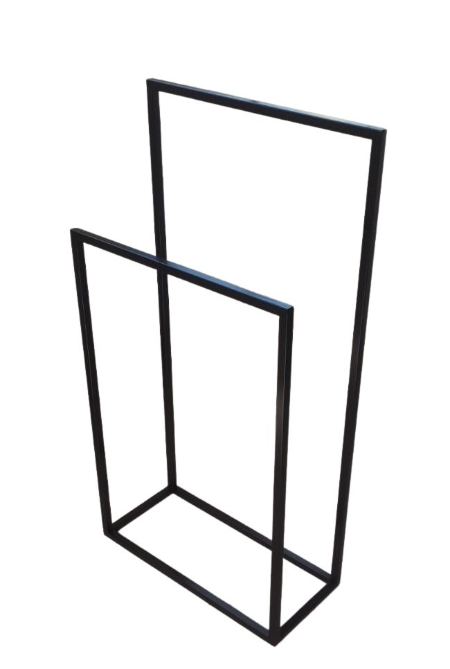 Acessórios Banheiro Porta Toalhas Piso Duplo Ferro Metal Estilo Industrial - 3