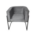 Ver imagem 3 de Kit 10 Poltronas Decorativa Sala de Estar Base de Ferro Preta Veludo Cinza