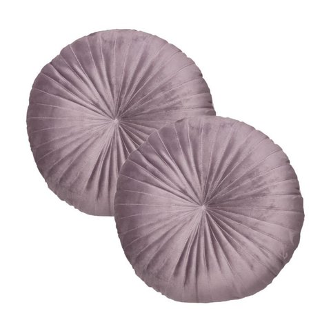 2 Almofadas Redondas Rendy em Veludo Várias Cores Cor:rosa Quartzo