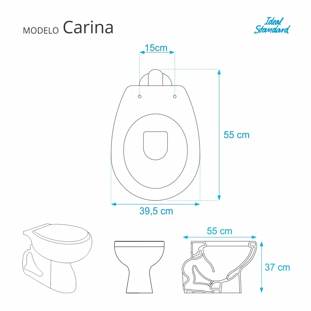 Assento Sanitario Poliester com Amortecedor Carina Branco para Vaso Ideal Standard - 2