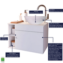 Ver imagem 4 de Gabinete para Banheiro 60cm com Cuba e Espelho Lavabo Completo Suspenso - Brovália